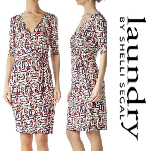 Laundry By Shelli Segal O-Ring Wrap Dress - Picture 1 of 7